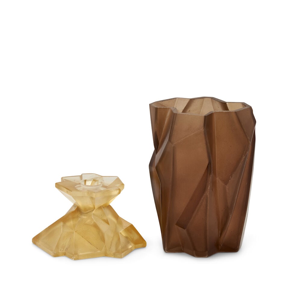 REUBEN HALEY (1872-1933) FOR CONSOLIDATED LAMP AND GLASS CO. 'RUBA ROMBIC' VASE AND CANDLESTICK ... - 4