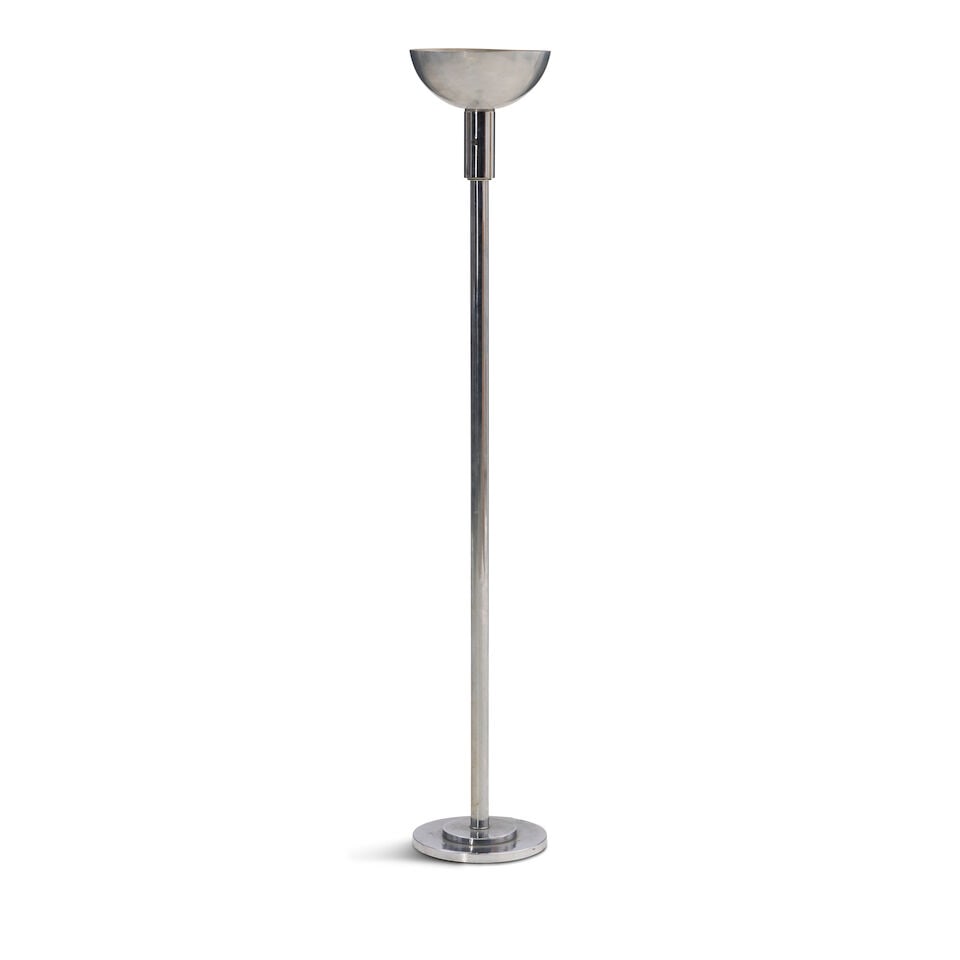 REMBRANDT LAMP CO. ART DECO TORCHIERE Chicago, Illinois, circa 1940, aluminum, iron, single thre... (1 of 2)