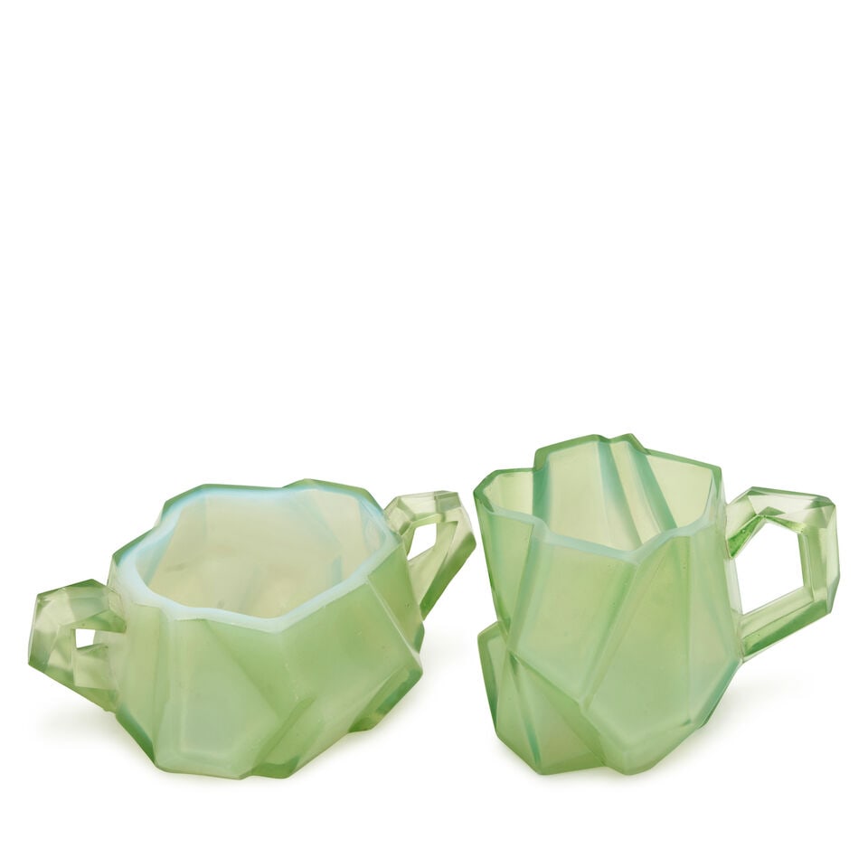 REUBEN HALEY (1872-1933) FOR CONSOLIDATED LAMP AND GLASS CO. 'RUBA ROMBIC' SUGAR AND CREAMER Cor... - 3