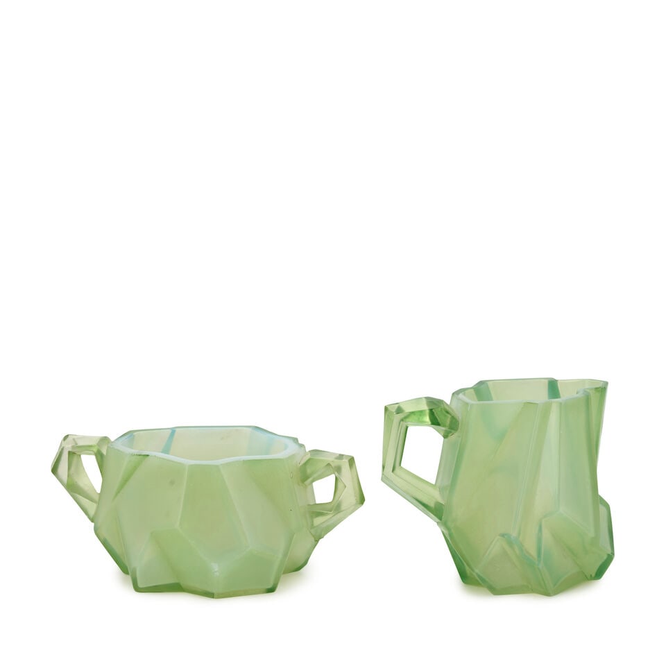 REUBEN HALEY (1872-1933) FOR CONSOLIDATED LAMP AND GLASS CO. 'RUBA ROMBIC' SUGAR AND CREAMER Cor... - 6