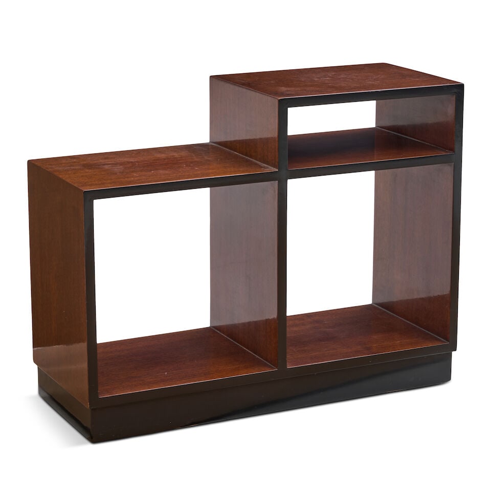 'SKYSCRAPER' END TABLE IN THE MANNER OF PAUL FRANKL United States, circa 1940, mahogany veneer, ... (1 of 2)
