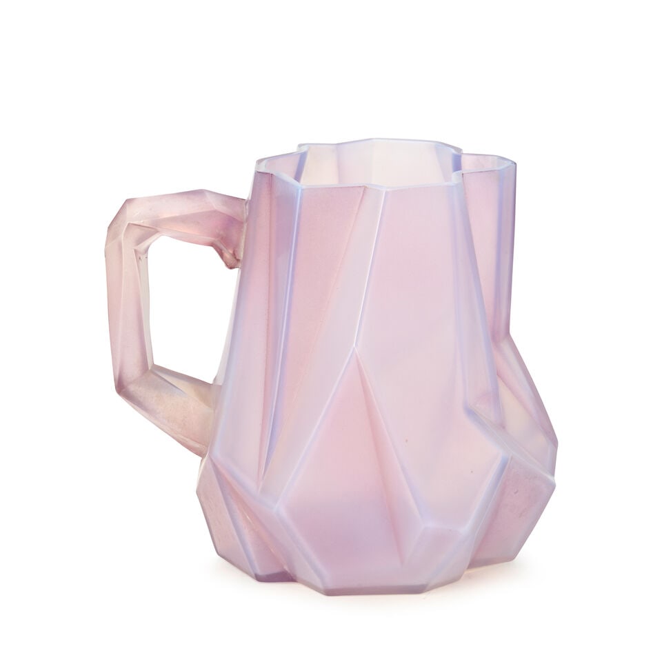 REUBEN HALEY (1872-1933) FOR COSOLIDATED LAMP AND GLASS CO. 'RUBA ROMBIC' JUG Coraopolis, Pennsy...: REUBEN HALEY (1872-1933) FOR COSOLIDATED LAMP AND GLASS CO. 'RUBA ROMBIC' JUG Coraopolis, Pennsylvania, circa 1930, mold-blown lavender glass, unmarked, ht. 8 in. Footnotes: Literature For the form se