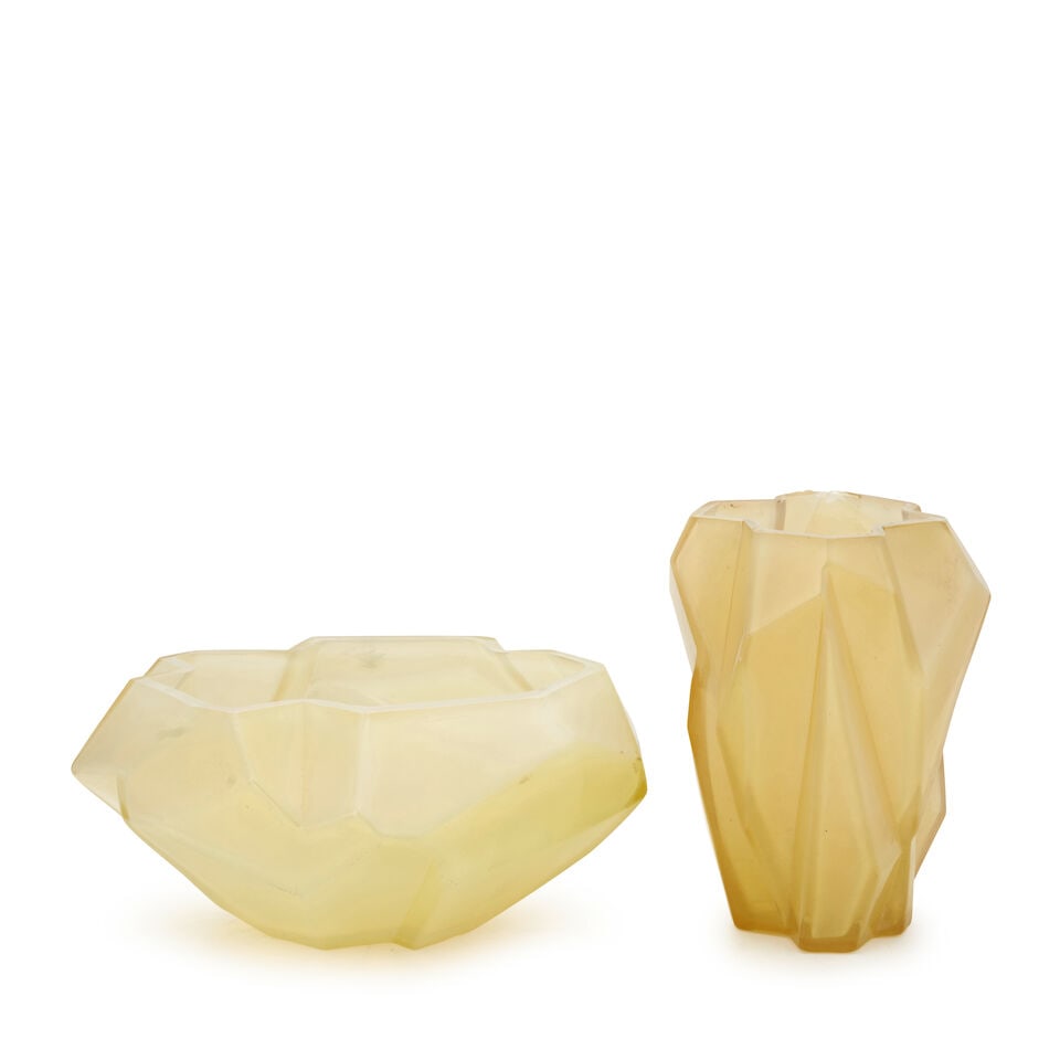 TWO REUBEN HALEY (1872-1933) FOR CONSOLIDATED LAMP AND GLASS CO. 'RUBA ROMBIC' VESSELS Coraopoli... (1 of 4)