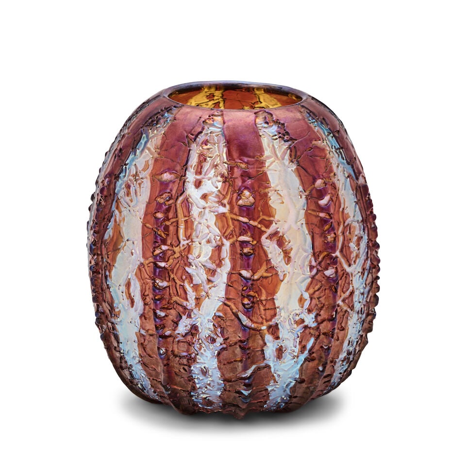 VICTOR DURAND JR. (1870-1931) 'MOORISH CRACKLE' VASE Millville, New Jersey, circa 1925, blown gl... (1 of 5)