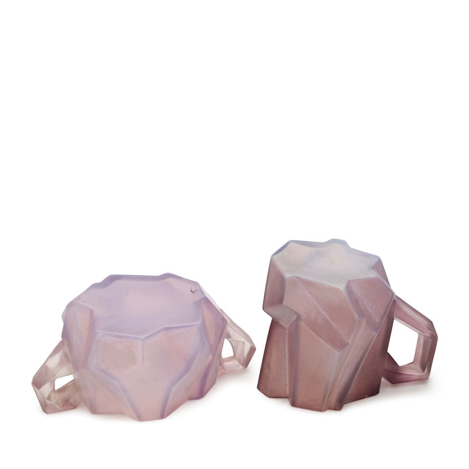 REUBEN HALEY (1872-1933) FOR CONSOLIDATED LAMP AND GLASS CO. 'RUBA ROMBIC' SUGAR AND CREAMER Cor... - 2