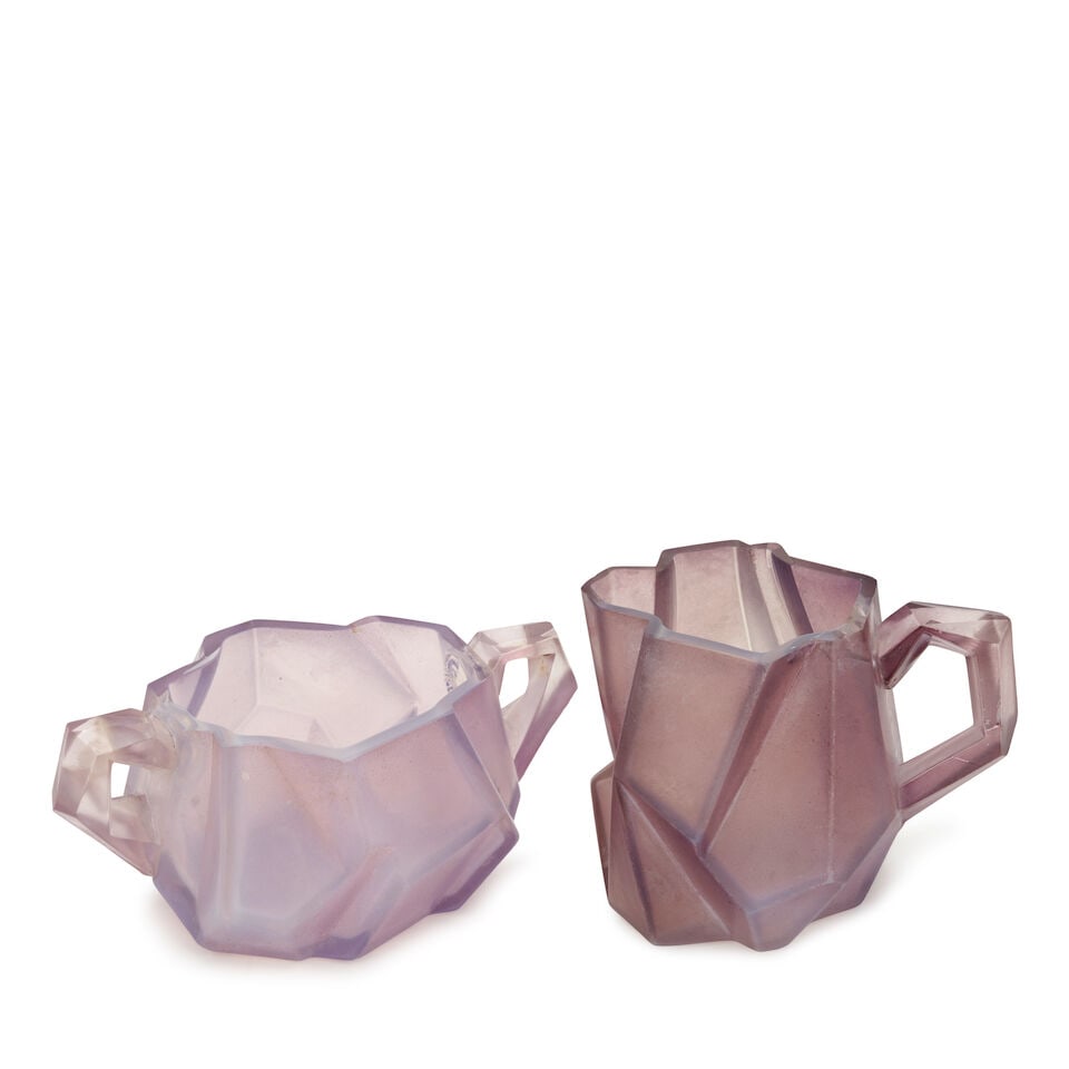 REUBEN HALEY (1872-1933) FOR CONSOLIDATED LAMP AND GLASS CO. 'RUBA ROMBIC' SUGAR AND CREAMER Cor... - 3