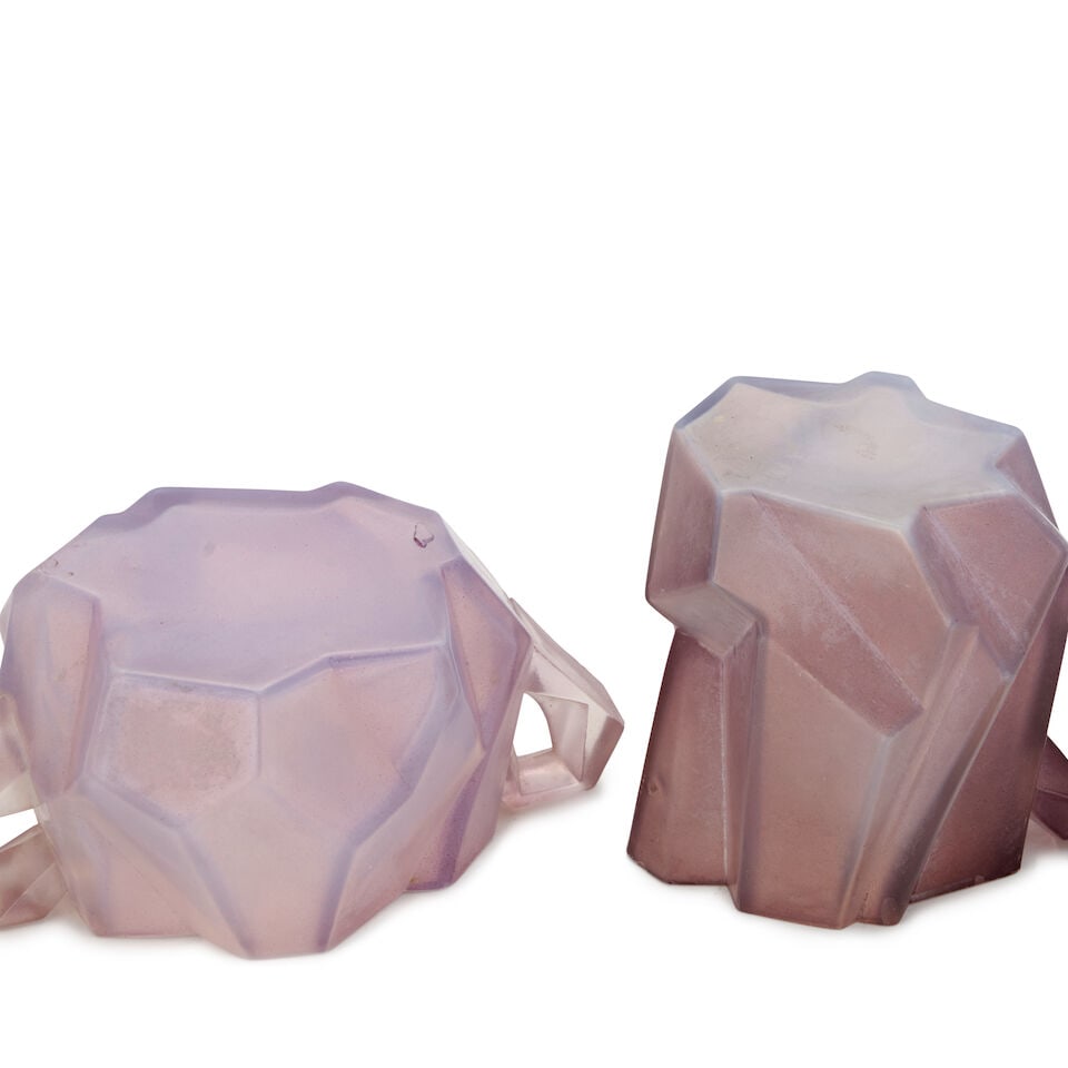 REUBEN HALEY (1872-1933) FOR CONSOLIDATED LAMP AND GLASS CO. 'RUBA ROMBIC' SUGAR AND CREAMER Cor... - 4