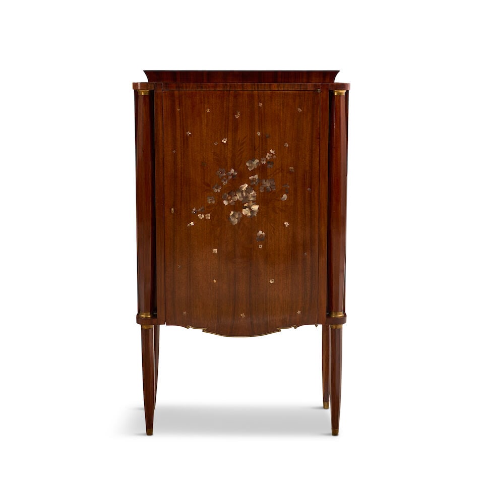 JULES LELEU (1883-1961) ART DECO MARQUETRY CABINET France, circa 1940, mahogany veneer, mother-o... (1 of 4)