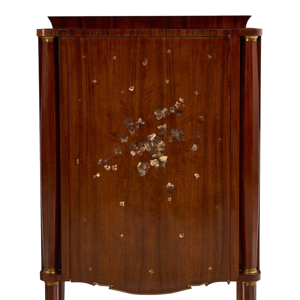 JULES LELEU (1883-1961) ART DECO MARQUETRY CABINET France, circa 1940, mahogany veneer, mother-o... - 3