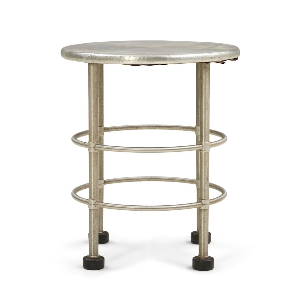 WARREN MCARTHUR (1885-1961) OCCASIONAL TABLE New York, circa 1935, aluminum, plywood, rubber, De... - 2
