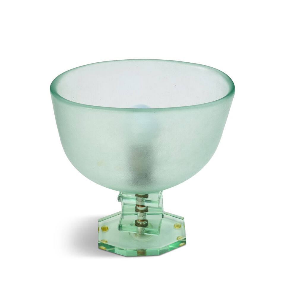 CORROSO GLASS TABLE LAMP Murano, Italy, circa 1950, Corroso and tinted glass, patinated metal, s... - 3