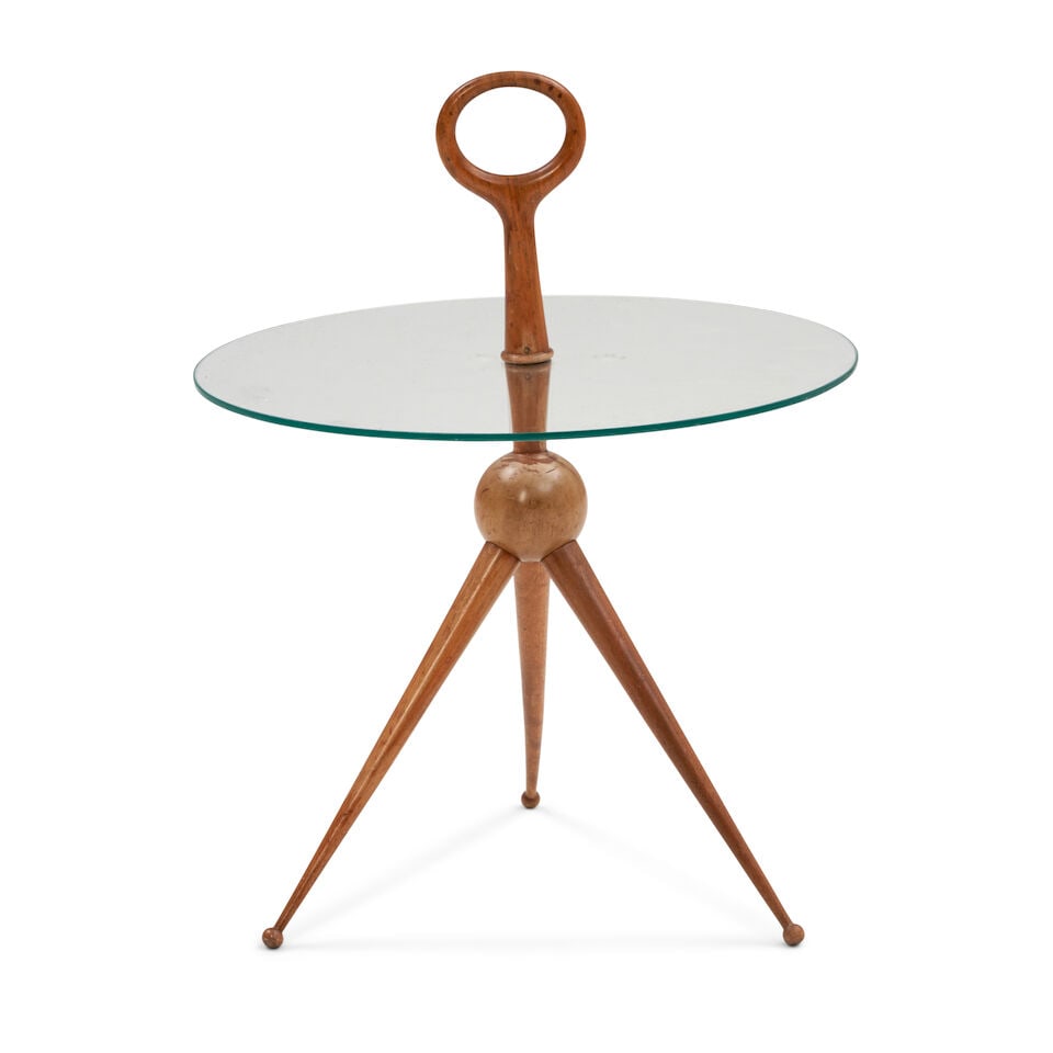 CESARE LACCA (BORN 1929) SIDE TABLE Italy, circa 1950, lacquered mahogany, glass, impressed stam... - 2