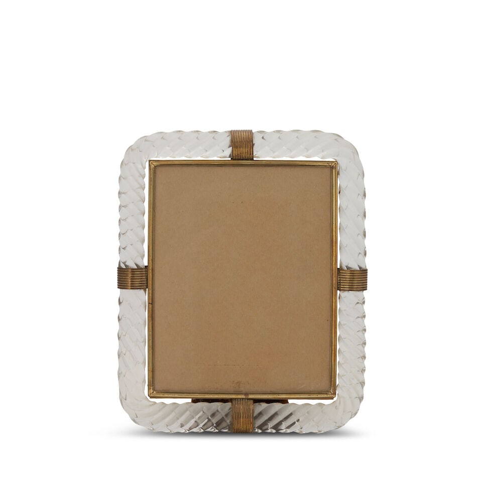 ERCOLE BAROVIER (1889-1974) PICTURE FRAME Murano, Italy, circa 1940, glass, brass, cardboard, ve... (1 of 4)