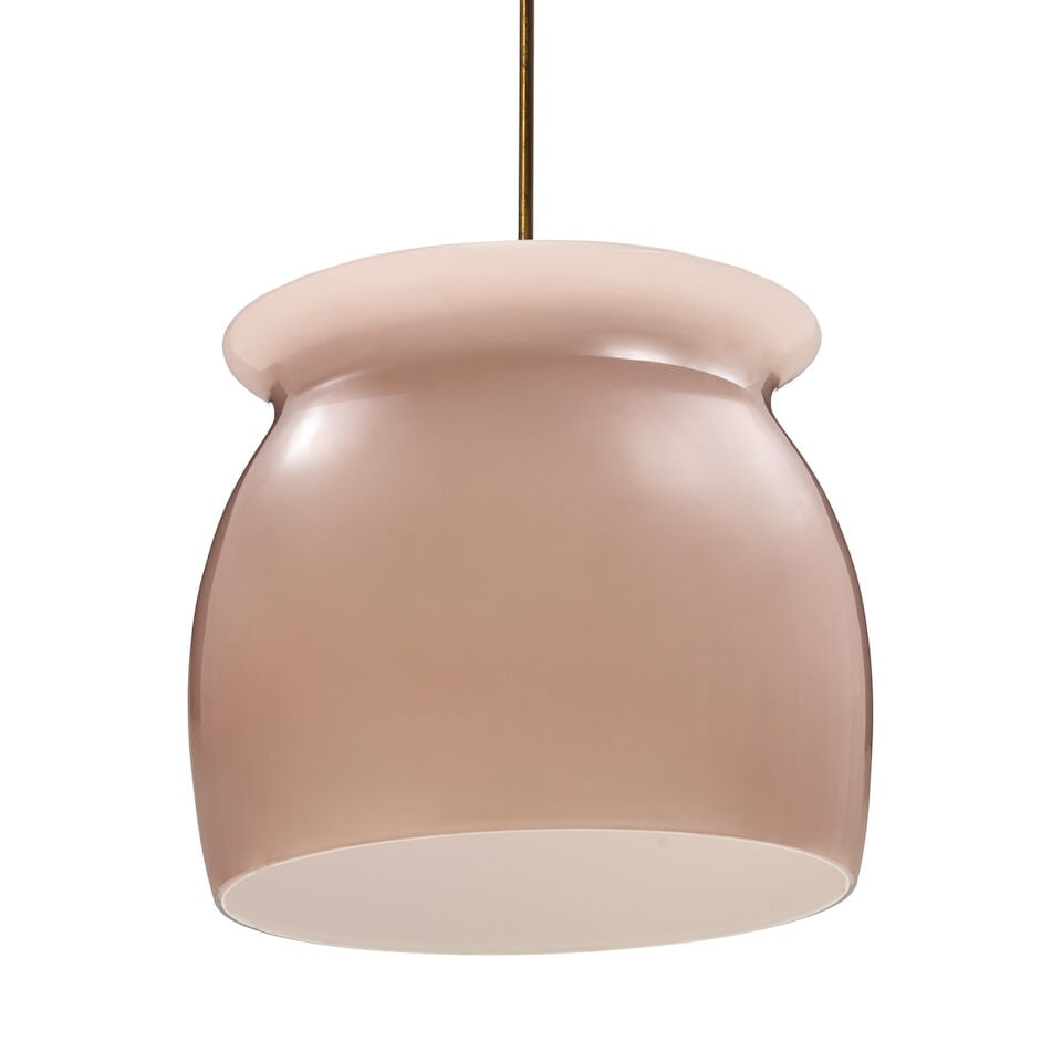 FRANCO ALBINI (1905-1977) FOR VENINI MODEL 4023 CEILING LIGHT Italy, circa 1955, polished brass,... - 2