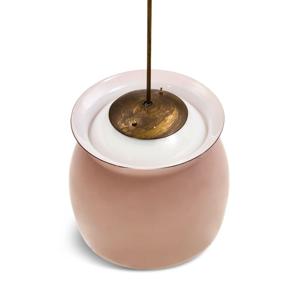FRANCO ALBINI (1905-1977) FOR VENINI MODEL 4023 CEILING LIGHT Italy, circa 1955, polished brass,... - 3