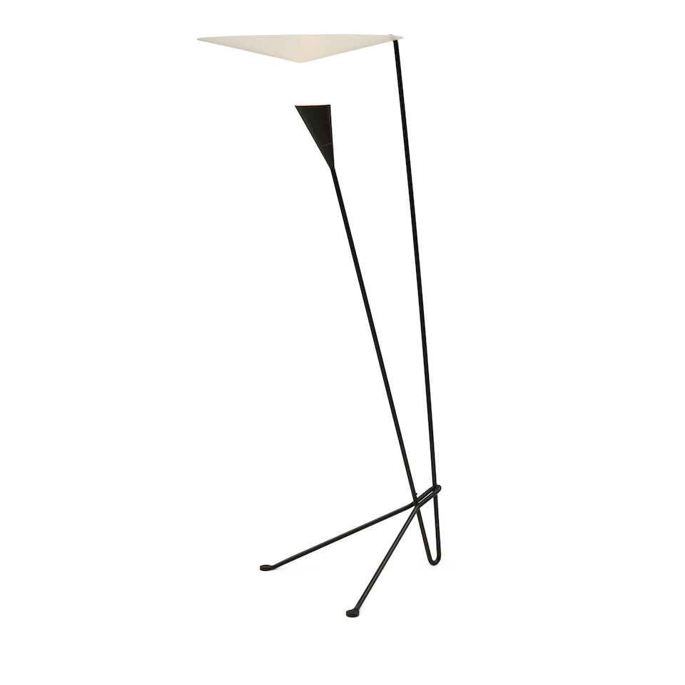 MICHEL BUFFET (1931-2024) MODEL B211 FLOOR LAMP France, designed 1950, early 21st century author...: MICHEL BUFFET (1931-2024) MODEL B211 FLOOR LAMP France, designed 1950, early 21st century authorized reissue, enameled aluminum and steel, single socket, impressed stamp mark 'LD20 055,' ht. 67 1/4, r