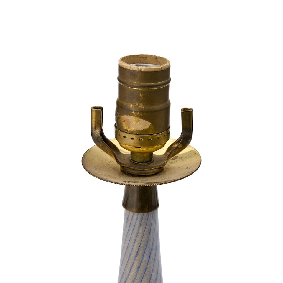 BAROVIER & TOSO CORDONATO D'ORO TABLE LAMP Murano, Italy, circa 1950, blown glass, brass, single... - 2