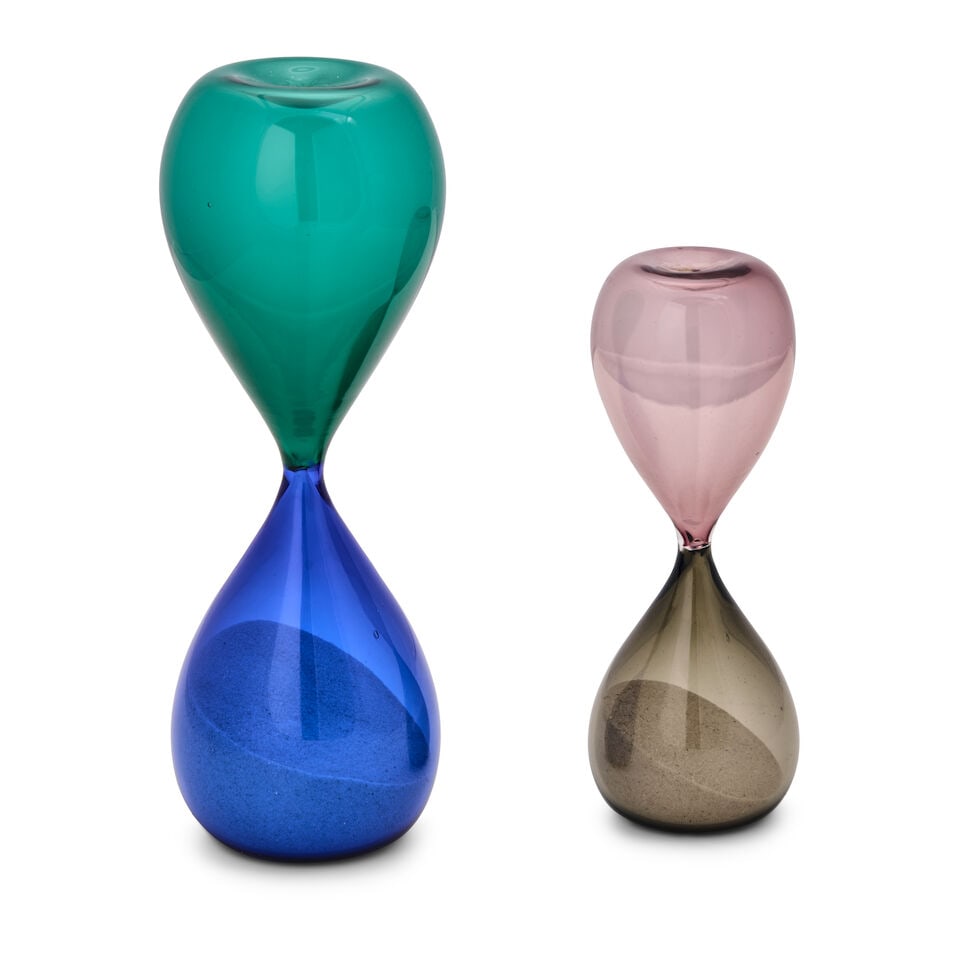TWO PAOLO VENINI (1895-1959) FOR VENINI HOURGLASSES Murano, Italy, circa 1955, Murano glass, san... (1 of 4)