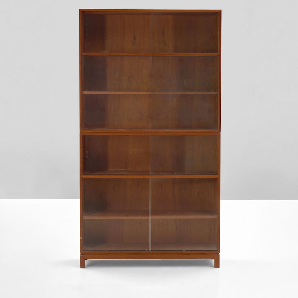 MID-CENTURY MODERN BOOKCASE Denmark, circa 1960, in two sections, each with one adjustable shelf... - 4