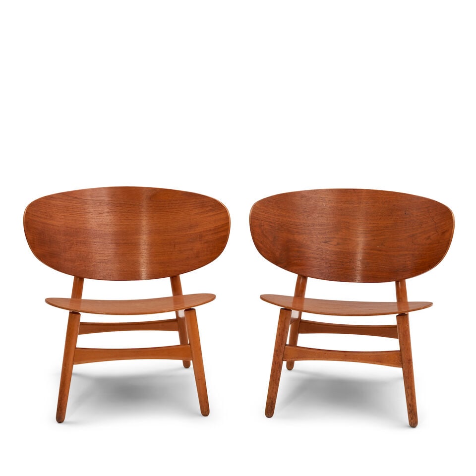 PAIR OF HANS J. WEGNER (1914-2007) FOR FRITZ HANSEN MODEL FH1936 'SHELL' CHAIRS Denmark, designe... - 2