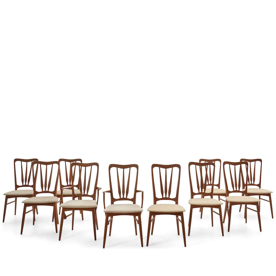 TEN NIELS KOEFOED (1929-2018) FOR KOEFOED HORNSLET 'INGRID' DINING CHAIRS Denmark, circa 1965, t... (1 of 2)