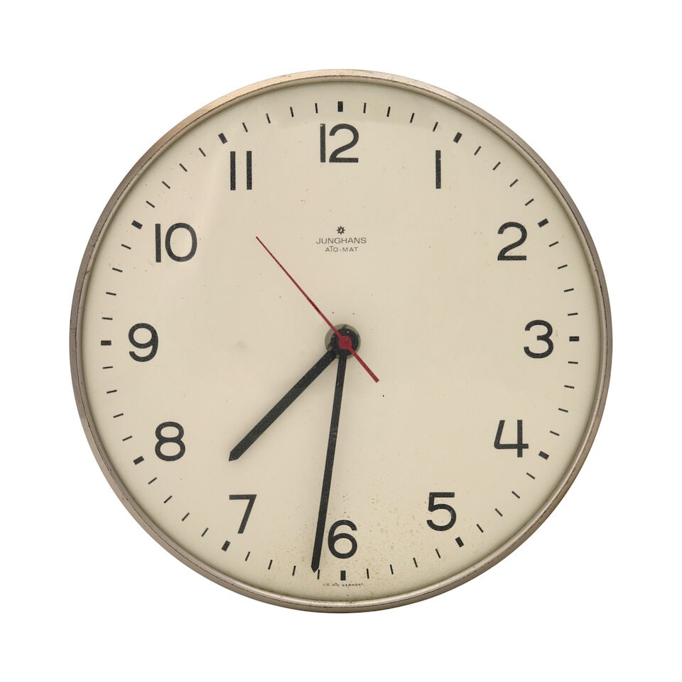 MAX BILL (1908-1994) FOR JUNGHANS 'ATO-MAT' WALL CLOCK Germany, circa 1964, chromium-plated meta... (1 of 2)
