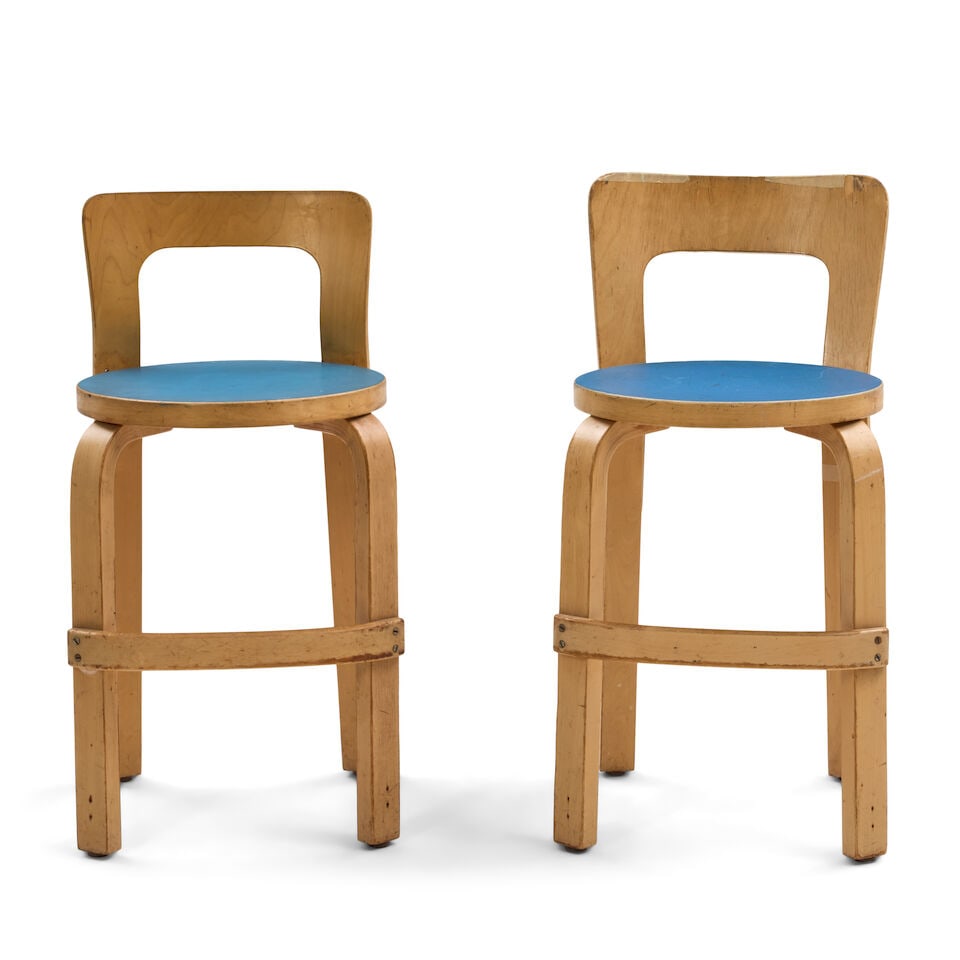 PAIR OF ALVAR AALTO (1898-1976) FOR ARTEK K65 CHAIRS Finland, mid-20th century, lacquered and en... - 3