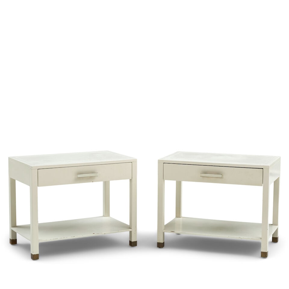 PAIR OF HARVEY PROBBER (1922-2003) NIGHTSTANDS Fall River, Massachusetts, circa 1955, enameled w... (1 of 2)