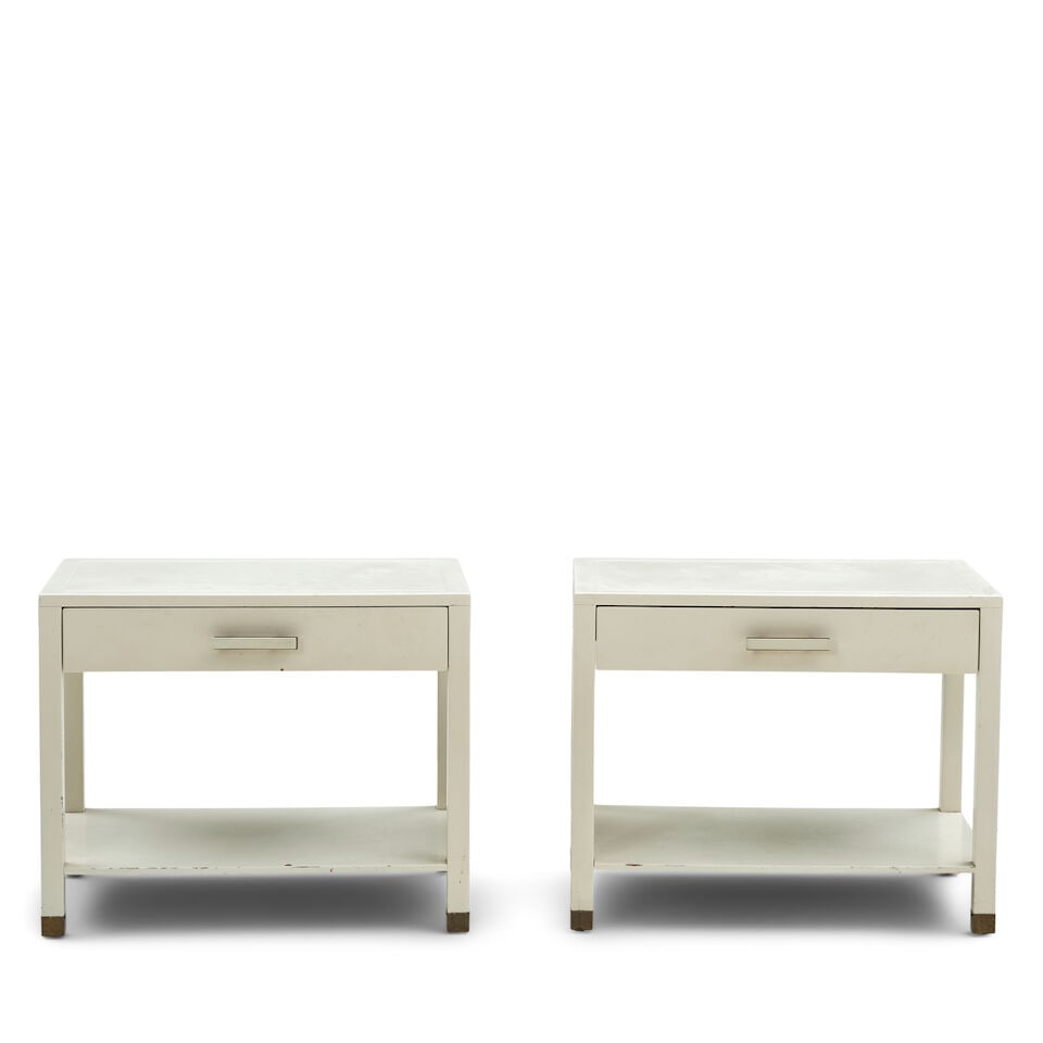 PAIR OF HARVEY PROBBER (1922-2003) NIGHTSTANDS Fall River, Massachusetts, circa 1955, enameled w... - 2