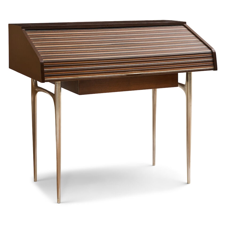 DONALD DESKEY (1894-1989) FOR CHARAK MODERN ROLL-TOP DESK Boston, Massachusetts, circa 1965, wal... (1 of 5)