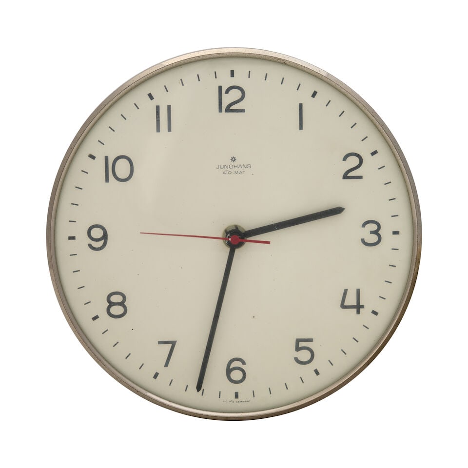 MAX BILL (1908-1994) FOR JUNGHANS 'ATO-MAT' WALL CLOCK Germany, circa 1964, chromium-plated meta... (1 of 2)