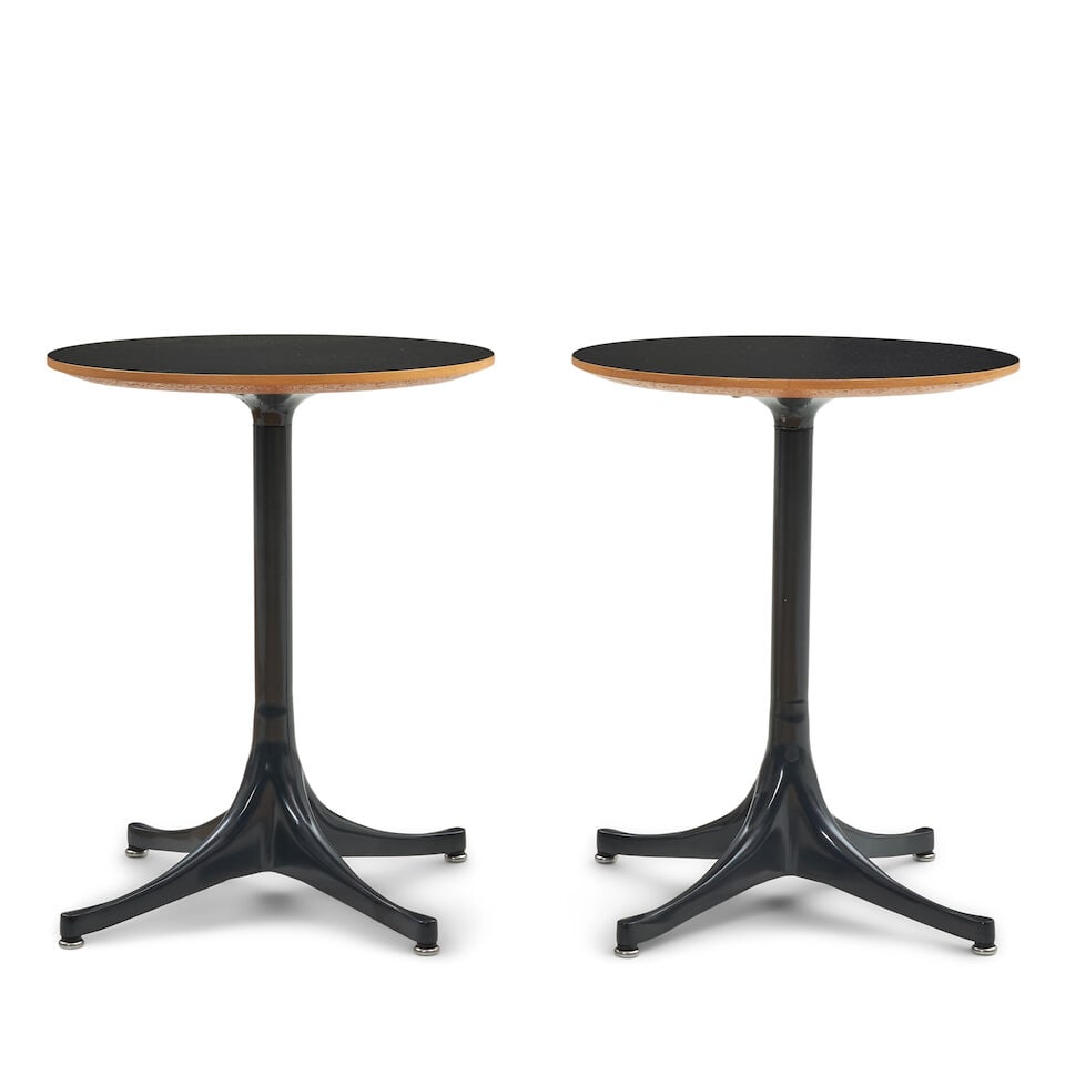 PAIR OF GEORGE NELSON (1908-1986) FOR HERMAN MILLER PEDESTAL SIDE TABLES Zeeland, Michigan, desi... (1 of 2)