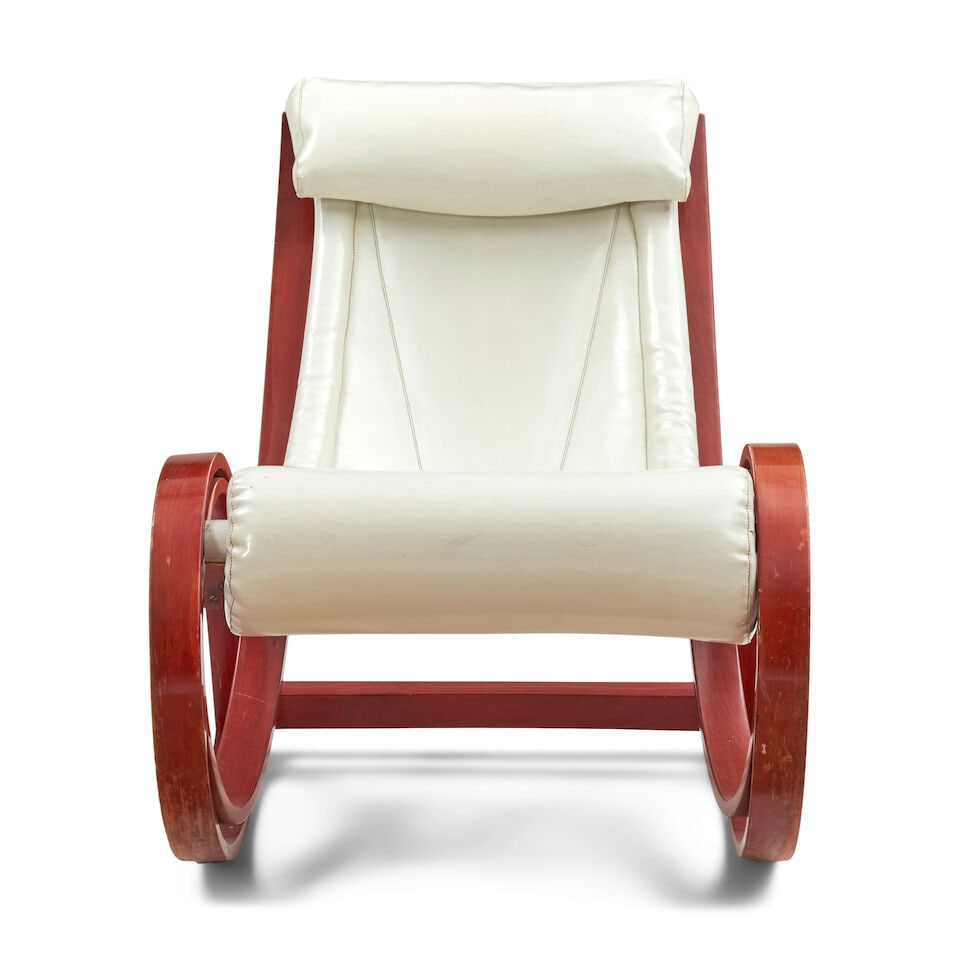 GAE AULENTI (1927-2012) FOR POLTRONOVA 'SGARSUL' ROCKING CHAIR Italy, circa 1962, lacquered beec... - 2