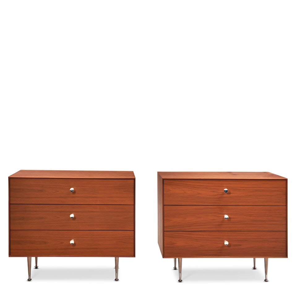 PAIR OF GEORGE NELSON (1908-1986) FOR HERMAN MILLER THIN EDGE THREE-DRAWER CHESTS Zeeland, Michi... (1 of 2)