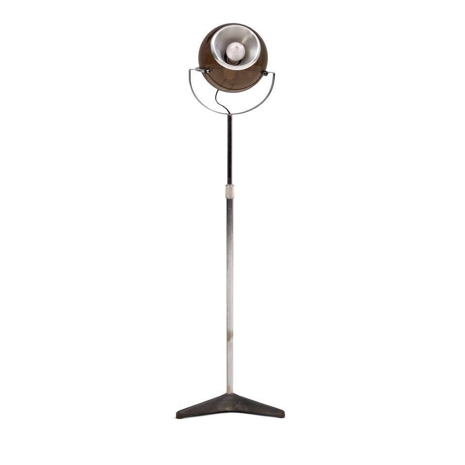 FRANK LIGTELIJN (1933-1996) FOR RAAK GLOBE FLOOR LAMP The Netherlands, circa 1960, smoked glass,... (1 of 2)