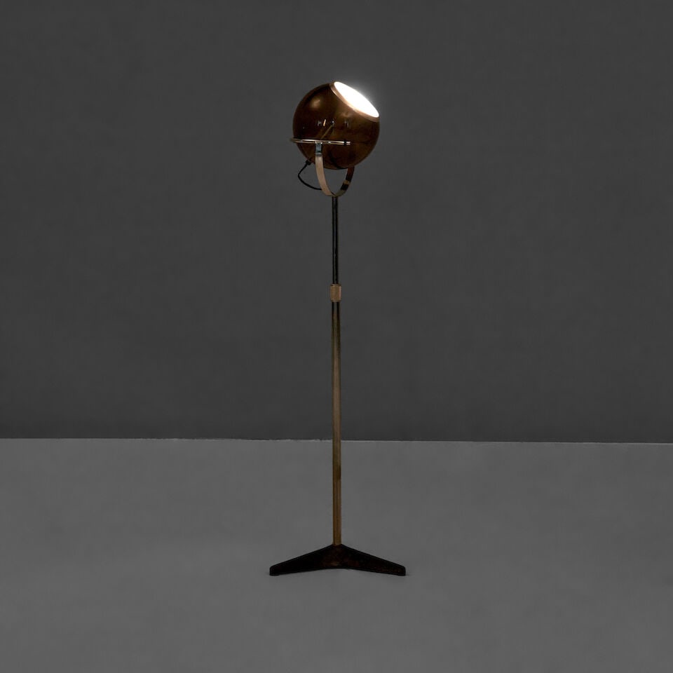 FRANK LIGTELIJN (1933-1996) FOR RAAK GLOBE FLOOR LAMP The Netherlands, circa 1960, smoked glass,... - 2