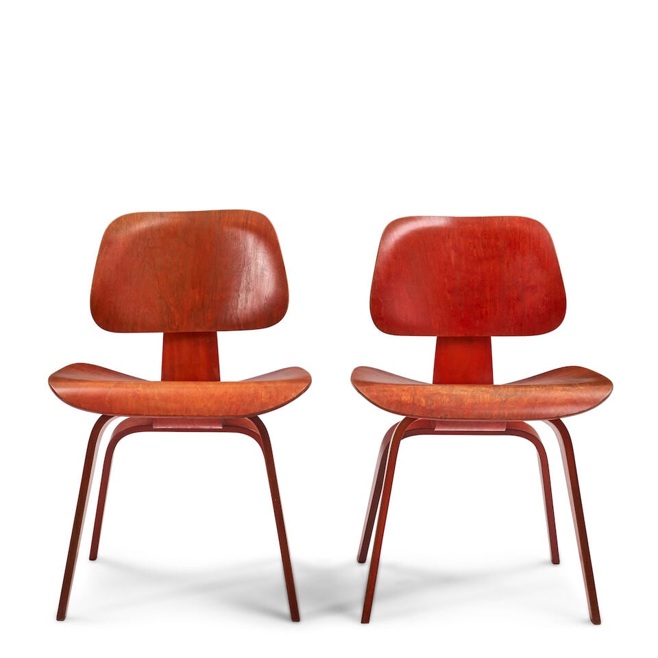 PAIR OF CHARLES (1907-1978) AND RAY EAMES (1912-1988) FOR HERMAN MILLER DCW CHAIRS Zeeland, Mich... (1 of 2)