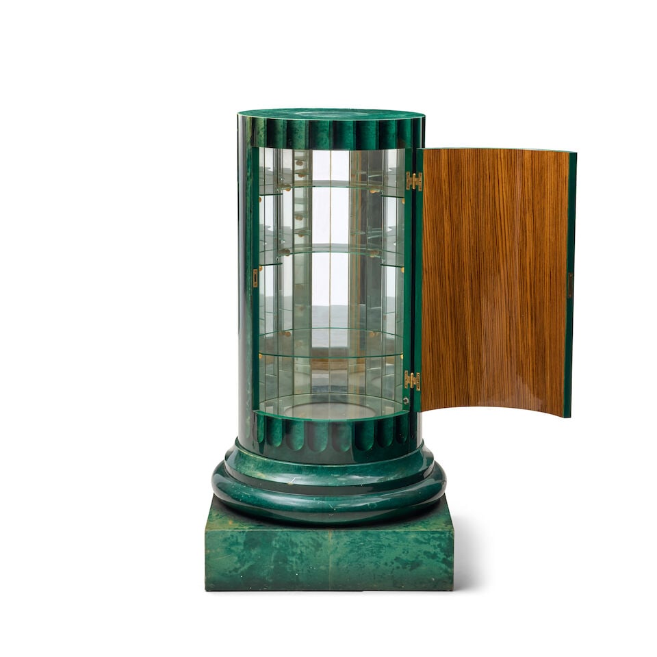 ALDO TURA (1909-1963) COLUMNAR COCKTAIL CABINET Italy, mid-20th century, lacquered goatskin, woo... - 2