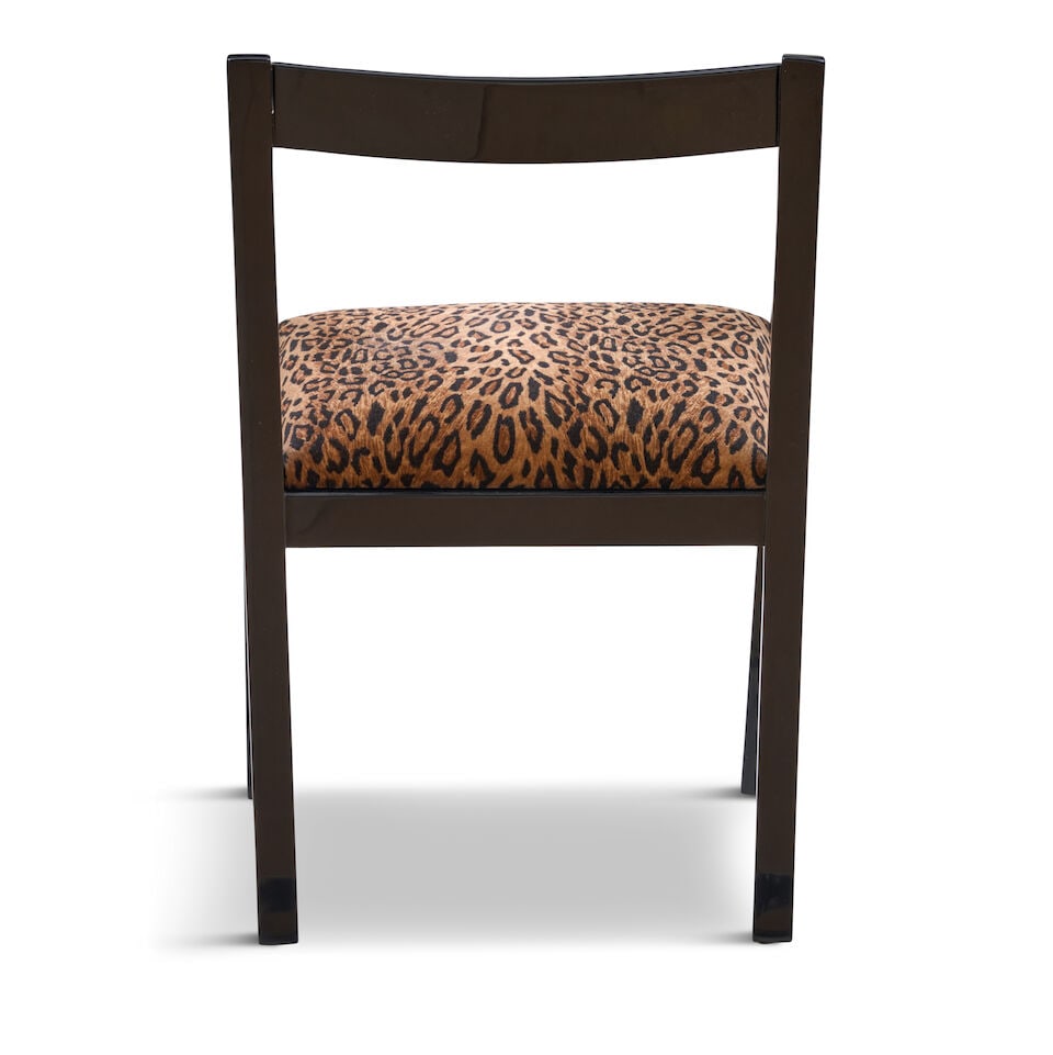 'D' CHAIR IN THE MANNER OF PAUL FRANKL United States, circa 1980, lacquered wood, upholstery, un... - 2