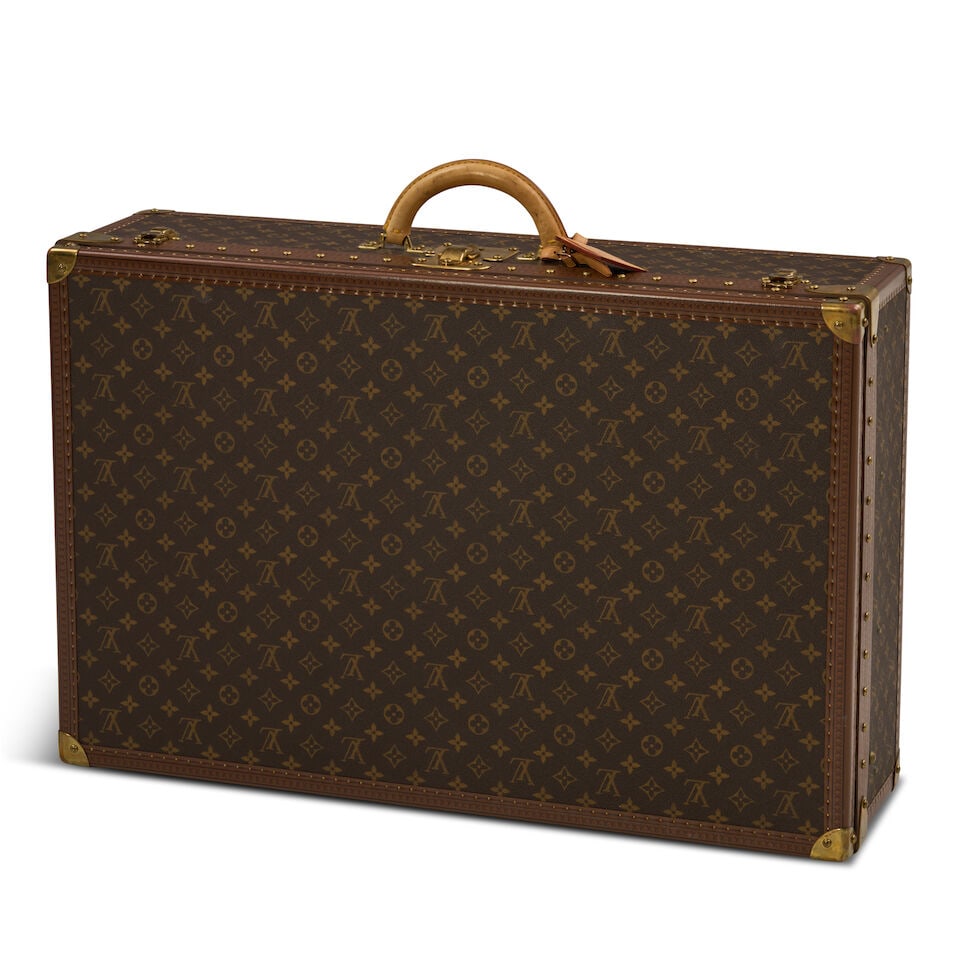 LOUIS VUITTON ALZER 75 SUITCASE France, circa 1980, monogram canvas, leather, gold-tone hardware... (1 of 3)