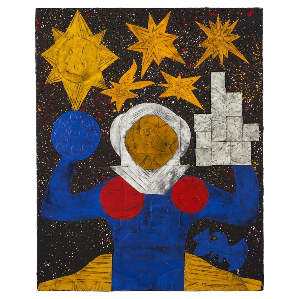 JOSH JEFFERSON (BORN 1977) 'SPACE DADDY' Massachusetts, dated 2022, acrylic and flashe on canvas... (1 of 3)