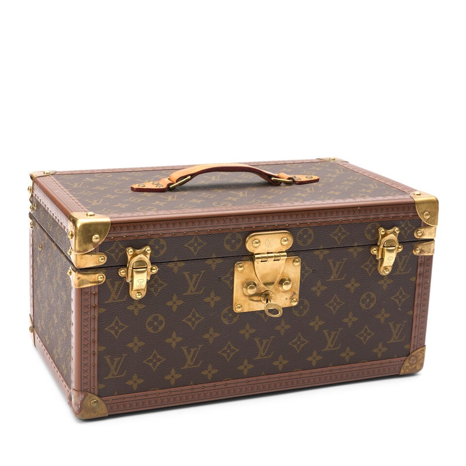 LOUIS VUITTON BOITE BOUTEILLES France, circa 1980, monogramed canvas, leather, brass, gold-tone ... (1 of 2)