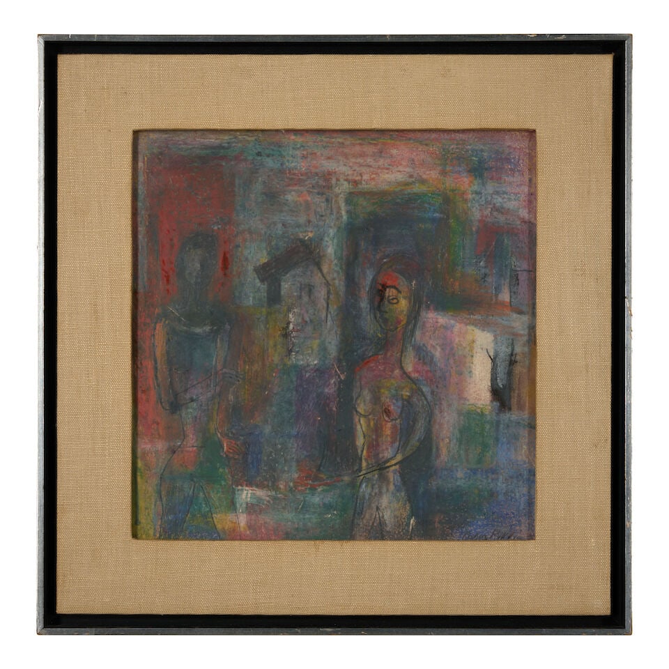 POLIA PILLIN (1909-1992) FIGURES IN A LANDSCAPE California, circa 1970, oil on paper, signed lo... - 3