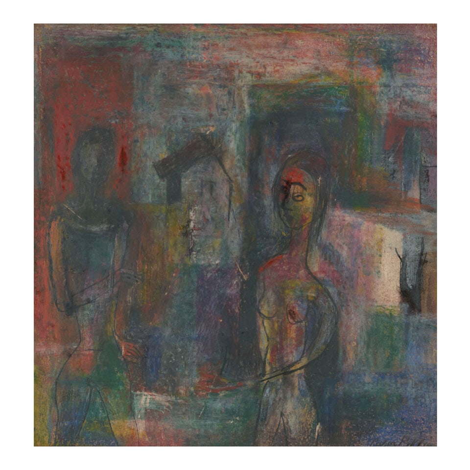 POLIA PILLIN (1909-1992) FIGURES IN A LANDSCAPE California, circa 1970, oil on paper, signed lo... - 4