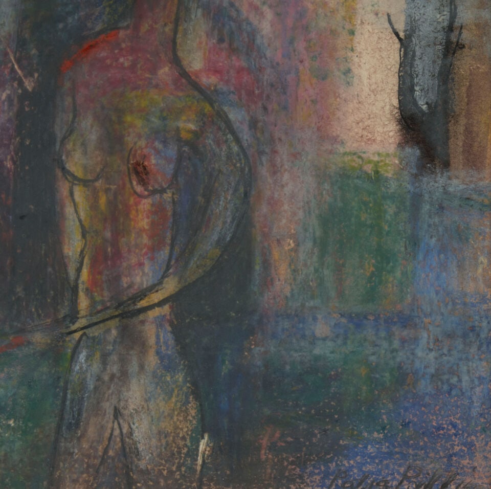 POLIA PILLIN (1909-1992) FIGURES IN A LANDSCAPE California, circa 1970, oil on paper, signed lo... - 5