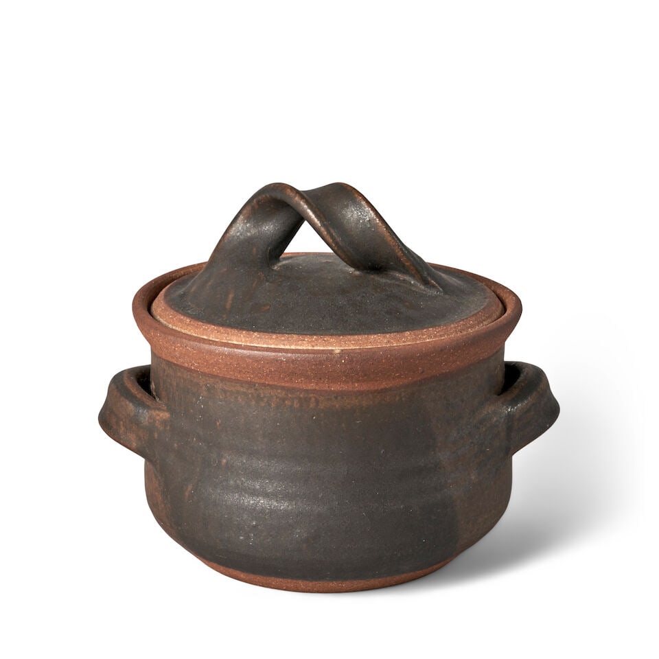 KAREN KARNES (1925-2016) COVERED CASSEROLE Vermont, circa 1970, glazed stoneware, unmarked, ht. ... (1 of 3)