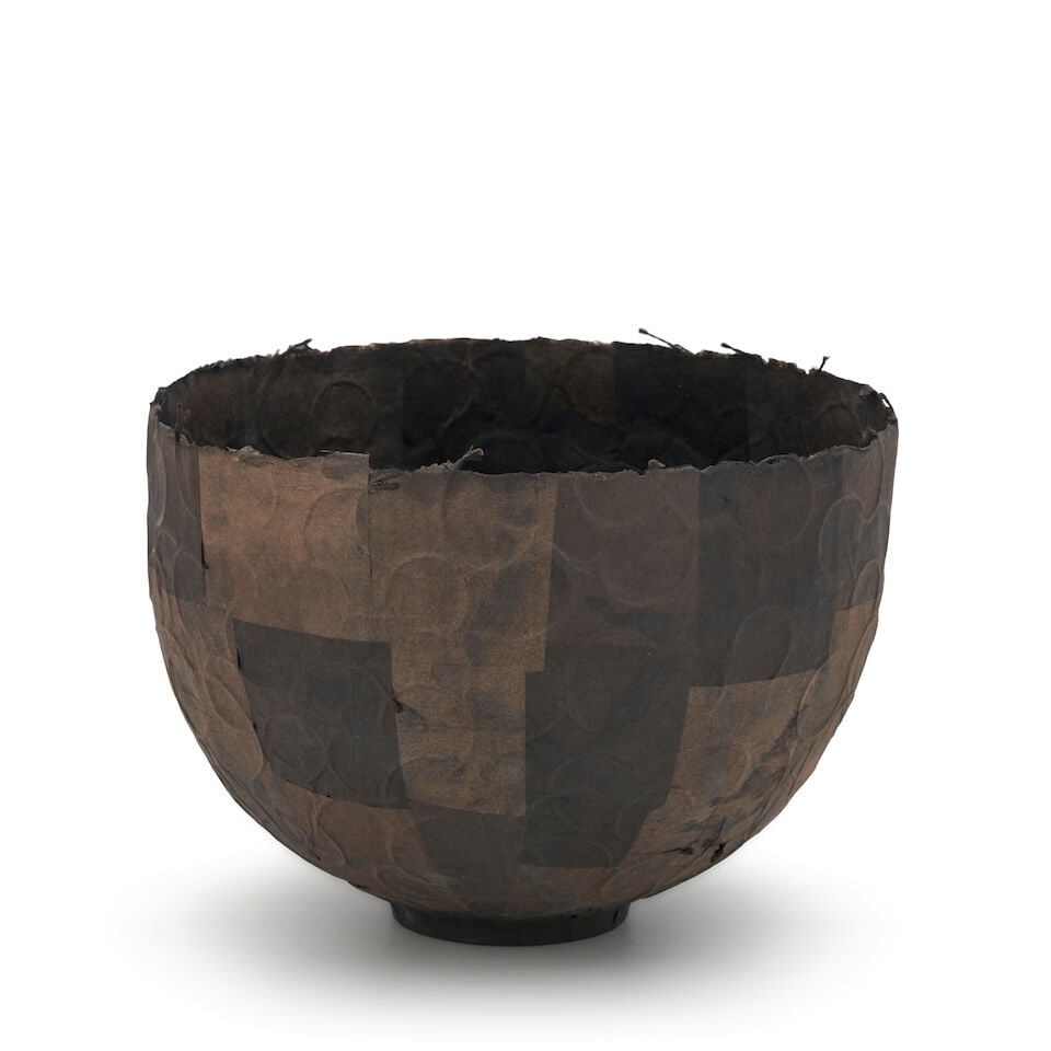 KAY SEKIMACHI (BORN 1926) BOWL California, late 20th century, paper, linen thread, artist's ink ... (1 of 4)