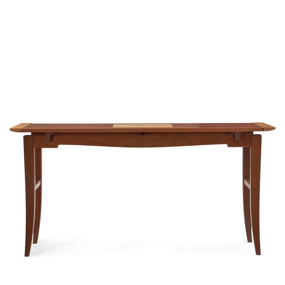 STEWART WURTZ (20TH/21ST CENTURY) 'MAZAMA' TABLE Seattle, Washington, 2003, mahogany, big leaf m...: STEWART WURTZ (20TH/21ST CENTURY) 'MAZAMA' TABLE Seattle, Washington, 2003, mahogany, big leaf maple, wenge, artist's incised signature 'Stewart Wurtz SEATTLE 2003,' ht. 30, dp. 16 1/2, wd. 60 in. Foo