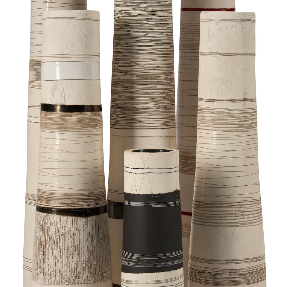 SEVEN HELEN VAUGHAN (20TH/21ST CENTURY) CERAMIC CANDLESTICKS Barrydale, South Africa, early 21st... - 3