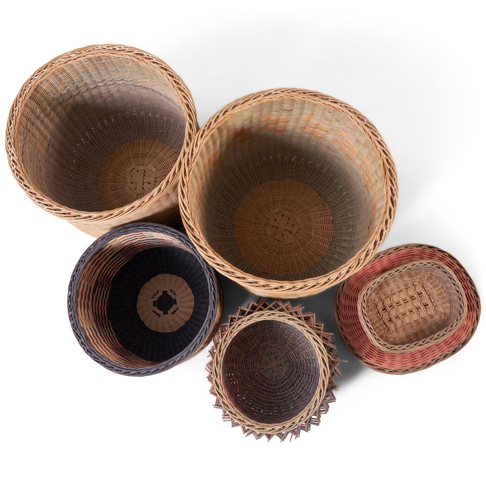 FIVE KARI LØNNING (BORN 1970) WOVEN BASKETS United States, dated 1986 to 2002, natural and ... - 2
